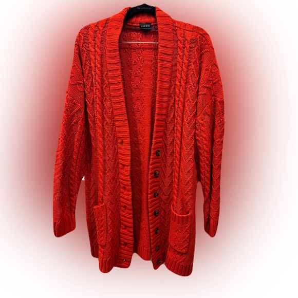 Torrid boyfriend red cardigan size 3 - Picture 2 of 5